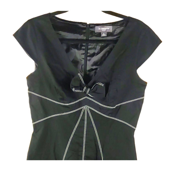 Liz Claiborne Women's Dress Size 8 Cap Sleeves Retro Fit And Flare Black White - Picture 7 of 8